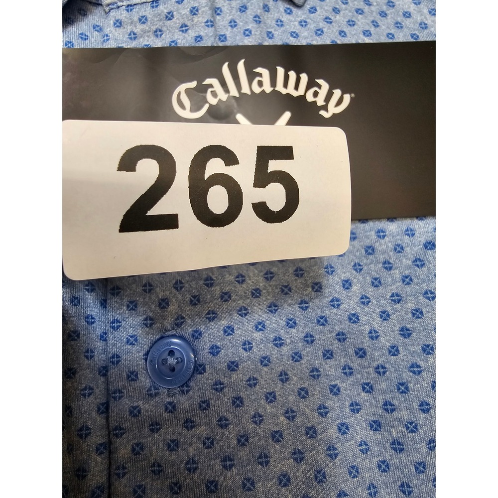 Callaway Mens Performance Stretch Polo‎ Shirt Blue Geometric Opti-Dri CGKSF0M2 L - Picture 8 of 8